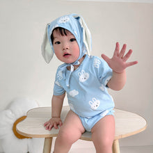 Load image into Gallery viewer, 32313LS-Summer Korean version of bunny full print bodysuit + hat two-piece set