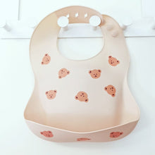 Load image into Gallery viewer, WH81507AC-Korean ins style many little bear baby soft silicone bibs for boys and girls to eat with complementary food three-dimensional rice receiving pocket