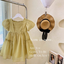 Load image into Gallery viewer, 22789DS-Summer solid color puff sleeve princess dress