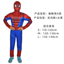 Load image into Gallery viewer, WH91601TG- Halloween COS costume children's performance Avengers hero Spider-Man Hulk Iron Man muscle costume