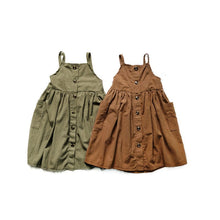 Load image into Gallery viewer, 23006DS-Summer Japanese retro multi-button cotton casual suspender dress