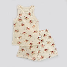 將圖片載入圖庫檢視器 2320JG-夏裝棉質滿印吊帶背心家居上衣+短褲兩件套