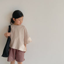 Load image into Gallery viewer, BB2112PCW-Summer Japanese-style brushed angled short-sleeved parent-child top