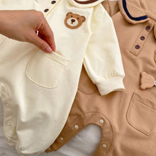 Load image into Gallery viewer, K5281SE-Spring solid color bear double pocket long-sleeved romper & long-sleeved jacket