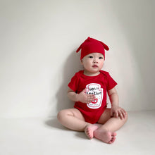 Load image into Gallery viewer, 32310LS-Summer Korean ketchup mustard sauce short-sleeved bodysuit + hat two-piece set