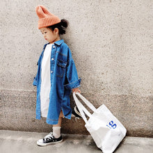 Load image into Gallery viewer, 21030PCW-Autumn Korean style open X windbreaker parent-child long denim jacket