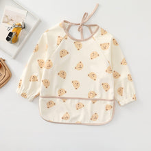 Load image into Gallery viewer, 000263SE-Danish children's long-sleeved pu reverse wear baby eating clothes bib super soft waterproof baby rice pocket