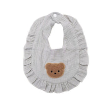 Load image into Gallery viewer, WH81002AC- Korean ins style embroidered bear lace cotton gauze bib for baby bibs to prevent spitting up and absorbent neck wrap