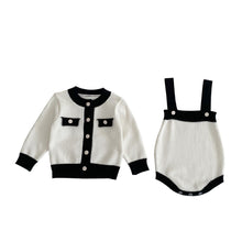 Load image into Gallery viewer, M2020TG-Spring Fashion Knitted Colorblocked Chanel Style Sleeveless Bodysuit & Long Sleeve Knitted Jacket