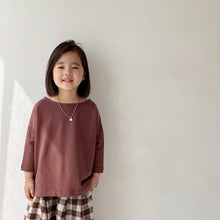 Load image into Gallery viewer, BB-2121PCW-2022 autumn and winter new children's clothing Japanese style boys and girls one-shoulder long-sleeved T-shirt parent-child clothing