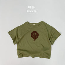 Load image into Gallery viewer, 1201SE-Summer Korean soft cotton smiley face print round neck short-sleeved top