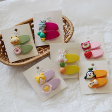 Load image into Gallery viewer, WH71101AC-Korean children's hairpins, cartoon asymmetrical clips, girls' duckbill clips, side clips, bangs clips, baby headdress accessories (5 pieces can be mixed and matched)