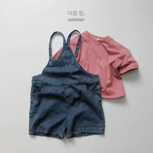 Load image into Gallery viewer, 1127LS-Soft denim ~ Korean children's clothing summer children's denim suspender shorts boys and girls adjustable jumpsuit