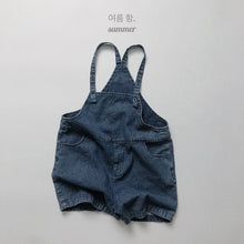 Load image into Gallery viewer, 1127LS-Soft denim ~ Korean children's clothing summer children's denim suspender shorts boys and girls adjustable jumpsuit