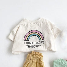 Load image into Gallery viewer, 23D202SE-Children's summer new tops simple Korean casual candy color rainbow print cartoon boys and girls short-sleeved T-shirt
