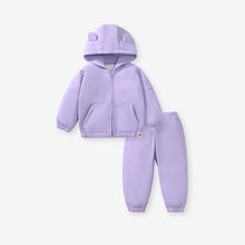 Load image into Gallery viewer, 22099TG-Autumn Bear Plush Hooded Jacket + Drawstring Trousers Two-piece Set