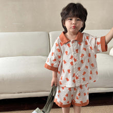 Load image into Gallery viewer, X81878DS-Summer short-sleeved full-print bear dress & top and shorts two-piece set