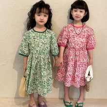 Load image into Gallery viewer, X81375DS-Summer round neck pure cotton floral princess dress