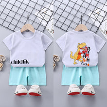 Load image into Gallery viewer, DT16TG-Children's short-sleeved suit pure cotton summer baby clothes Korean version girls T-shirt boys clothing foreign trade children's clothing
