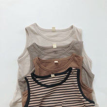 Load image into Gallery viewer, 1052SE-Korean summer children's sleeveless vest soft bamboo cotton solid color stripes thin boys and girls wear stylish vest