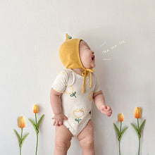 Load image into Gallery viewer, 24030416LS-Summer short-sleeved small flower cute triangle crawling suit + hat