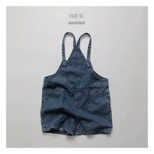 Load image into Gallery viewer, 1127LS-Soft denim ~ Korean children's clothing summer children's denim suspender shorts boys and girls adjustable jumpsuit