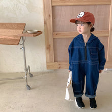 Load image into Gallery viewer, Q90523PA-Children's denim jumpsuit baby girl fashionable 2022 new spring and autumn clothes boy workwear jumpsuit pants trend