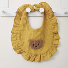 Load image into Gallery viewer, WH81002AC- Korean ins style embroidered bear lace cotton gauze bib for baby bibs to prevent spitting up and absorbent neck wrap
