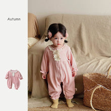 Load image into Gallery viewer, 2303209LS-Baby hollow lace bow cute jumpsuit