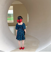 Load image into Gallery viewer, 22B049PCW-High-end polka dot parent-child outfit ins dress French retro internet celebrity long skirt chiffon print skirt mother and daughter outfit