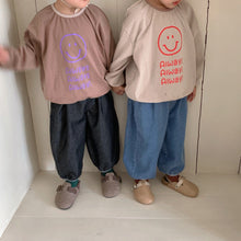 Load image into Gallery viewer, Q90388SE-Korean children's clothing children's spring and autumn style long-sleeved simple printed T-shirt boys and girls baby Korean cotton T-shirt bottoming shirt top