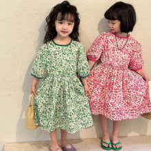 Load image into Gallery viewer, X81375DS-Summer round neck pure cotton floral princess dress