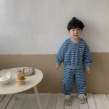 Load image into Gallery viewer, Q90987TG-Children's autumn suits boys sports new spring and autumn girls casual striped baby sweater two-piece suit