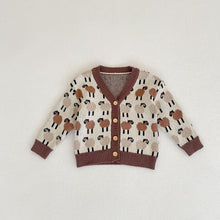 Load image into Gallery viewer, 83089SE-Spring and Autumn Cardigan Jacquard V-neck Lamb Print Knitted Cotton Jacket