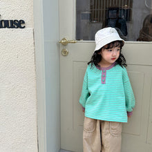 Load image into Gallery viewer, C81305SE- Spring Thin Striped Button-down Collar Long Sleeve T-shirt