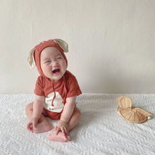 Load image into Gallery viewer, 32320LS-Summer Korean style deer shape short-sleeved bodysuit + hat two-piece set