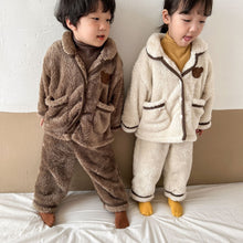 Load image into Gallery viewer, D91137JG-Winter Bear Long Fur Double Pocket Home Pajamas Set