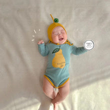 Load image into Gallery viewer, 32316LS-Spring Korean version of pear print bodysuit + hat two-piece set