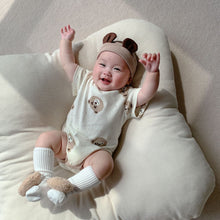 Load image into Gallery viewer, 32306LS-Summer bear full print triangle bodysuit + hat two-piece set
