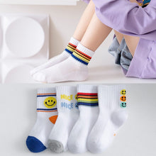 Load image into Gallery viewer, WH0307AC- Spring and Autumn Thin Big Kids Baby Letter Middle Socks (4 in a Set)