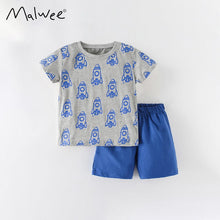 Load image into Gallery viewer, 81120TG-malwee summer European and American children's hot print top + casual pants two-piece set
