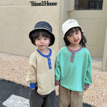 Load image into Gallery viewer, C81305SE- Spring Thin Striped Button-down Collar Long Sleeve T-shirt