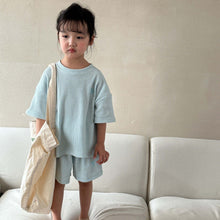 Load image into Gallery viewer, X82086TG-Summer Korean B-shaped waffle top + shorts two-piece set
