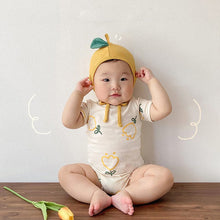 Load image into Gallery viewer, 24030416LS-Summer short-sleeved small flower cute triangle crawling suit + hat