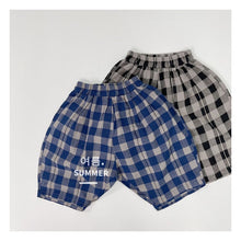 Load image into Gallery viewer, 1199PA-Summer Korean cotton and linen plaid loose shorts