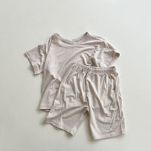 將圖片載入圖庫檢視器 ER055PCW-夏款韓版薄款兒童家居短袖上衣+短褲套裝