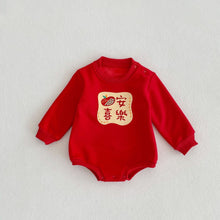 Load image into Gallery viewer, 23083TG-Winter baby peace and joy printed annual clothing plus velvet thickened suit
