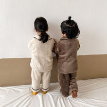 Load image into Gallery viewer, D91137JG-Winter Bear Long Fur Double Pocket Home Pajamas Set
