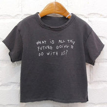 Load image into Gallery viewer, 23D216SE-2022 Summer New Children's Tops Korean Style Simple Soft Round Neck Letter Printed Boys and Girls Cotton Short Sleeve T-Shirt