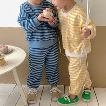Load image into Gallery viewer, Q90987TG-Children's autumn suits boys sports new spring and autumn girls casual striped baby sweater two-piece suit